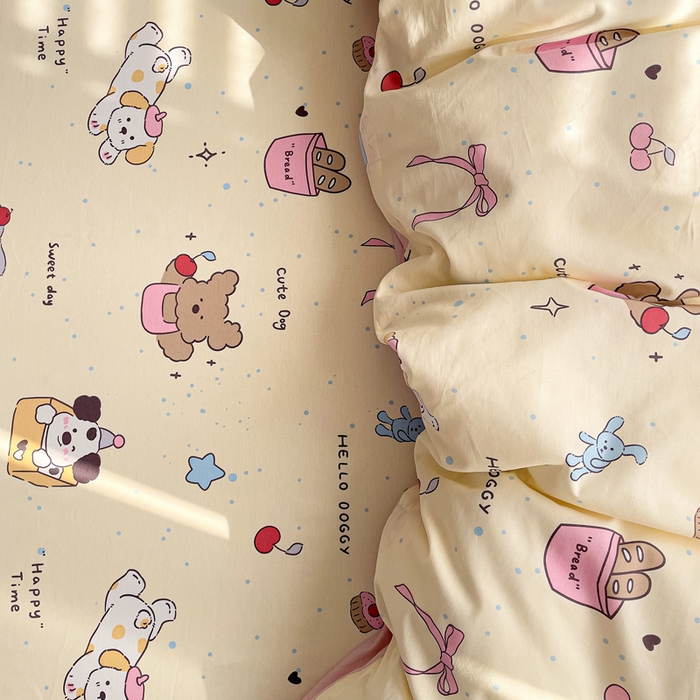 91家纺网 家纺一手货源 找家纺 春雨家居 2025新款春夏卡通印花全棉四件套 可爱颂