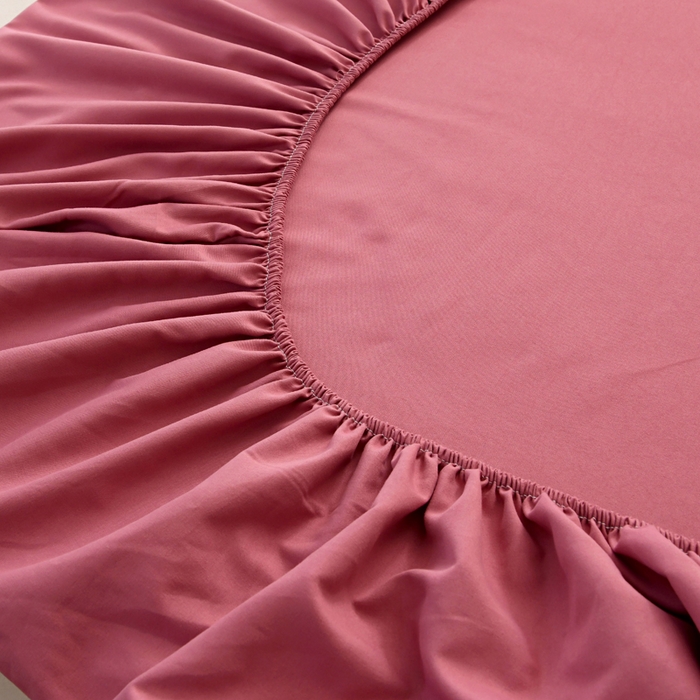 91家纺网 家纺一手货源 找家纺 梵巢2025新款水洗棉纯色单床笠 豆沙