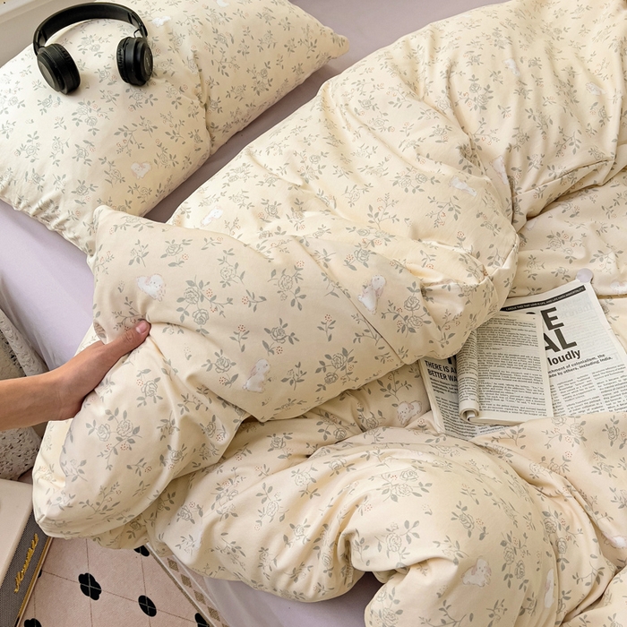 91家纺网 家纺一手货源 找家纺 逸尚阁 2025新款针织双层纱印花四件套（提供买家秀） 安琪拉