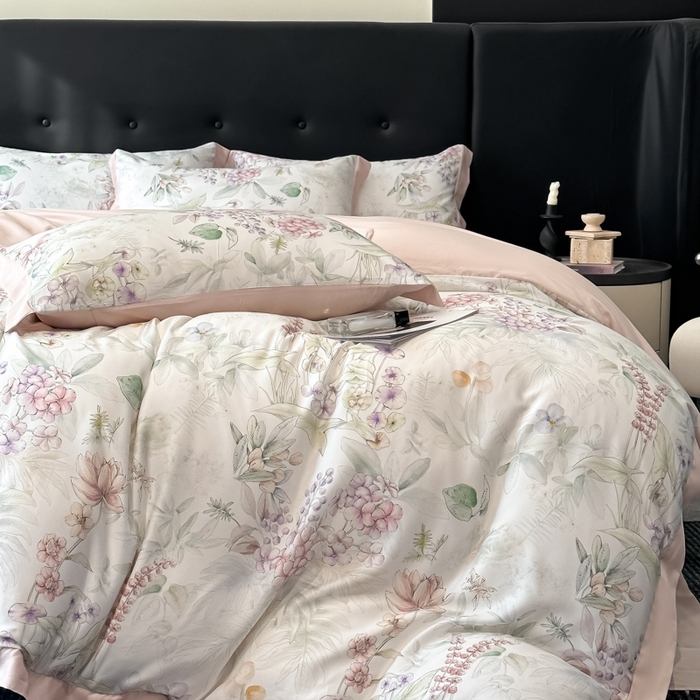 91家纺网 家纺一手货源 找家纺 迷尚家居 2025新款100%莱赛尔数码印花四件套 繁花之恋