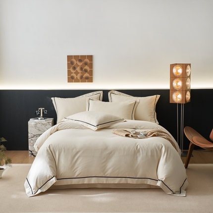 91家纺网 家纺一手货源 找家纺 （总）三朵全棉60S贡缎长绒棉大提花四件套-格趣系列