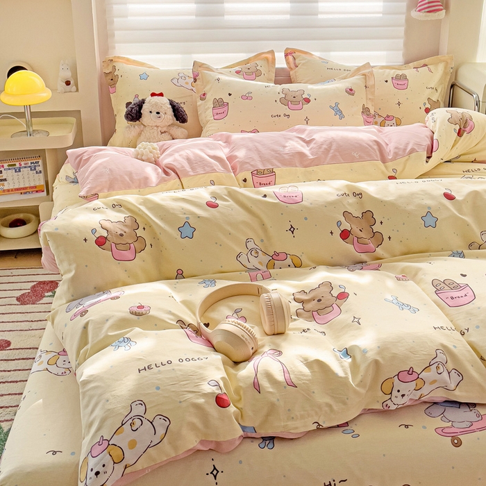 91家纺网 家纺一手货源 找家纺 春雨家居 2025新款春夏卡通印花全棉四件套 可爱颂