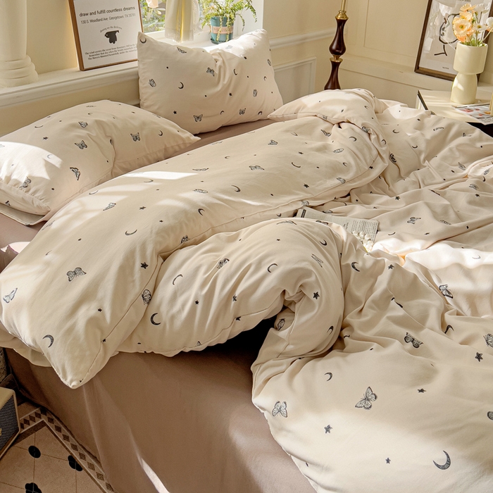 91家纺网 家纺一手货源 找家纺 逸尚阁 2025新款针织双层纱印花四件套（提供买家秀） 蝶舞