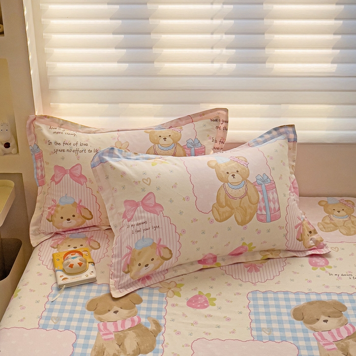 91家纺网 家纺一手货源 找家纺 春雨家居 2025新款春夏卡通印花全棉单枕套 10.甜甜心事