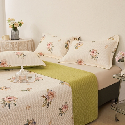 91家纺网 家纺一手货源 找家纺 （总）莎果家纺 2025新款双面全棉数码印花大尺寸2.3*2.5米床盖三件套