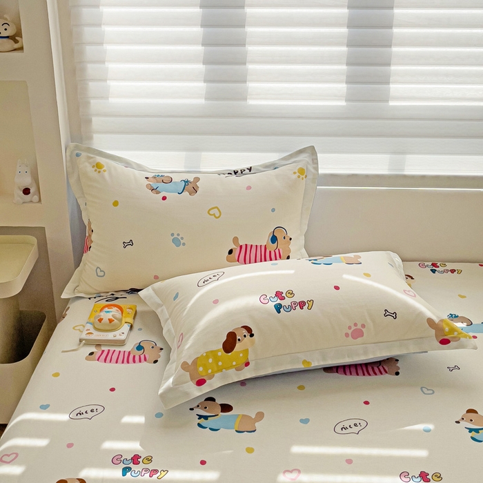 91家纺网 家纺一手货源 找家纺 春雨家居 2025新款春夏卡通印花全棉单枕套 8.童趣蜜歌