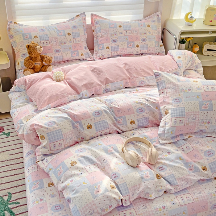 91家纺网 家纺一手货源 找家纺 春雨家居 2025新款春夏卡通印花全棉四件套 甜心乐园