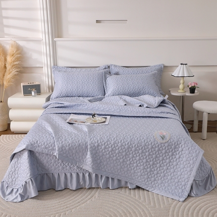 91家纺网 家纺一手货源 找家纺 （总）悦织湾家纺 2025新款双面天丝夏被冰雪绸冰丝花边床盖凉爽夏凉被四件套床盖款
