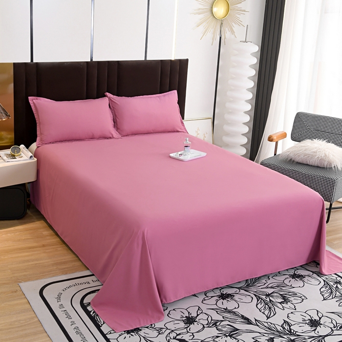 91家纺网 家纺一手货源 找家纺 梵巢2025新款水洗棉床单三件套 浅豆沙