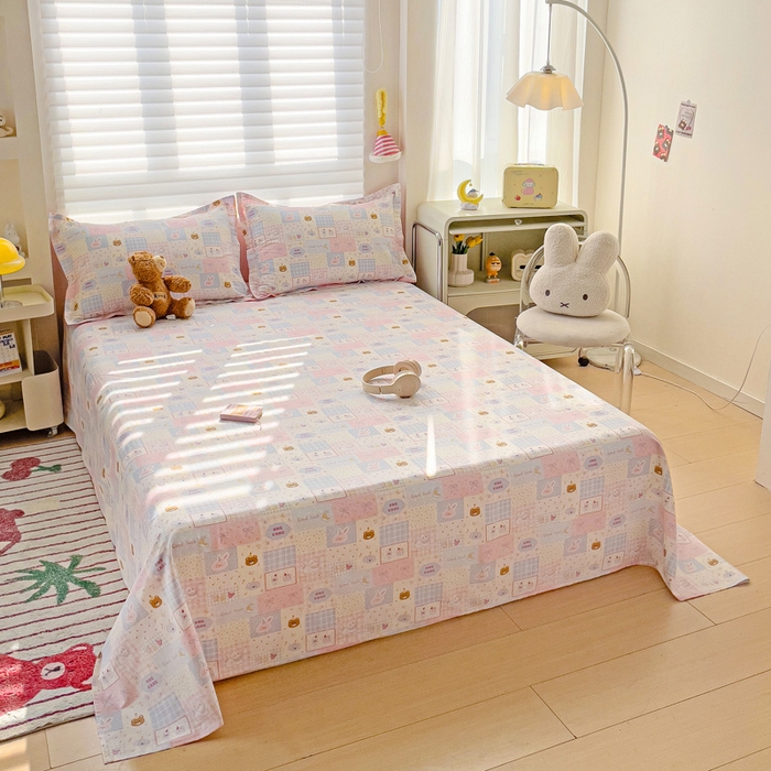 91家纺网 家纺一手货源 找家纺 春雨家居 2025新款春夏卡通印花全棉单床单 甜心乐园