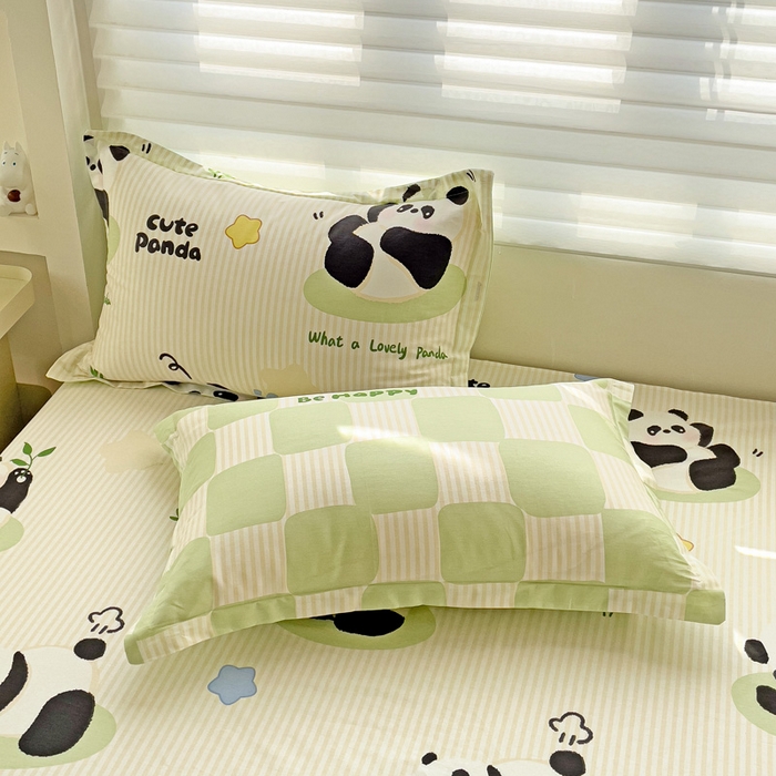 91家纺网 家纺一手货源 找家纺 春雨家居 2025新款春夏卡通印花全棉单枕套 1.小熊猫