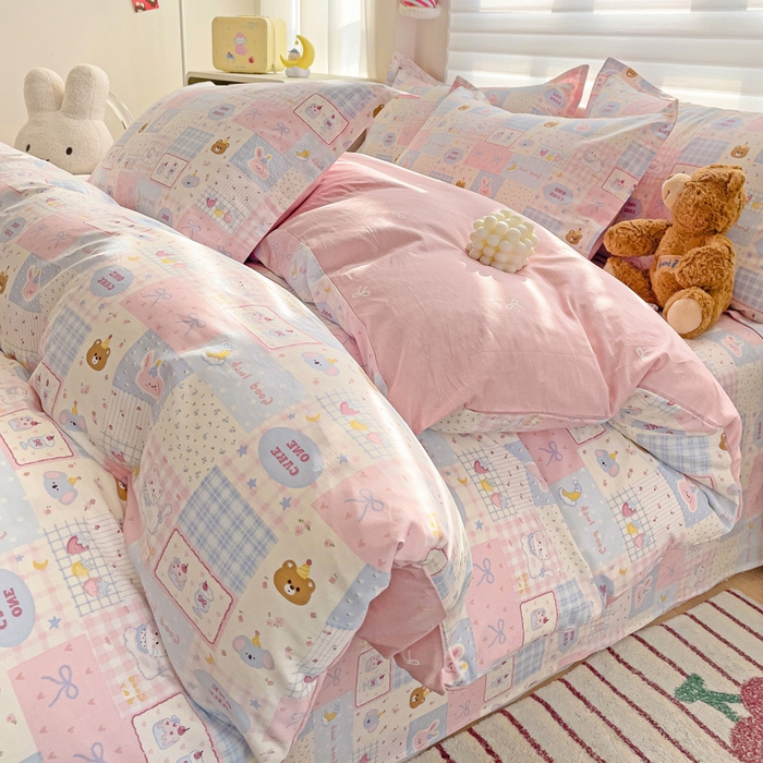 91家纺网 家纺一手货源 找家纺 春雨家居 2025新款春夏卡通印花全棉四件套 甜心乐园