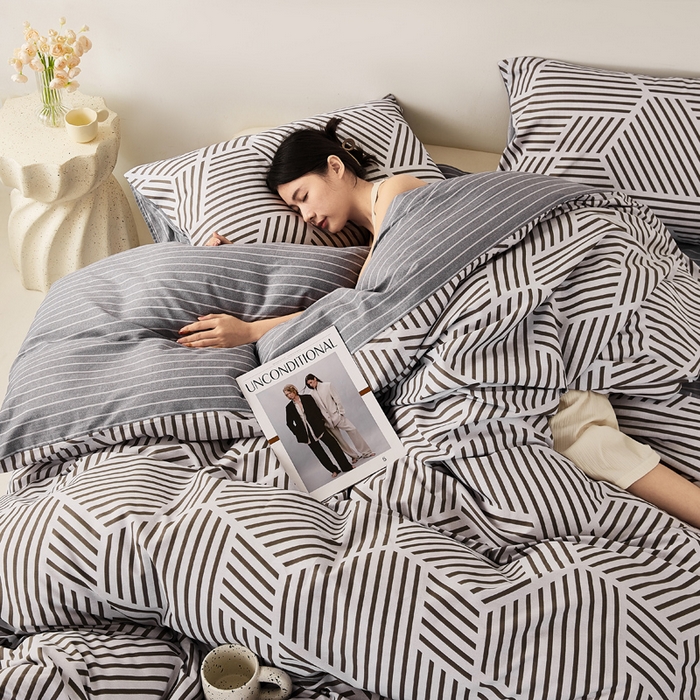 91家纺网 家纺一手货源 找家纺 潮邦创意家居 2025特价春夏新款13070全棉四件套 【第一批】 简格