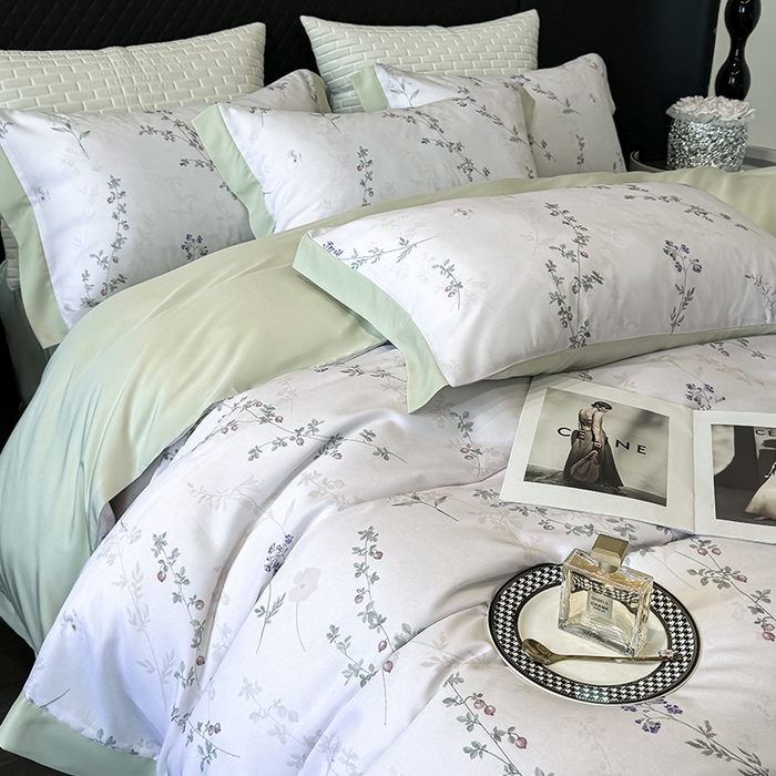 91家纺网 家纺一手货源 找家纺 迷尚家居 2025新款100%莱赛尔数码印花四件套 小禾眠诗