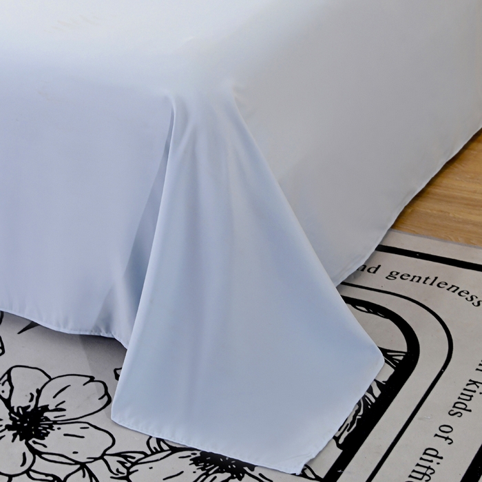 91家纺网 家纺一手货源 找家纺 梵巢2025新款水洗棉床单三件套 浅天蓝