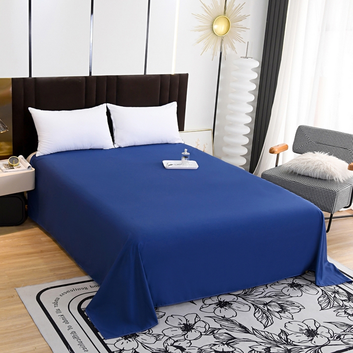 91家纺网 家纺一手货源 找家纺 梵巢2025新款水洗棉纯色单品床单（风格一） 深蓝