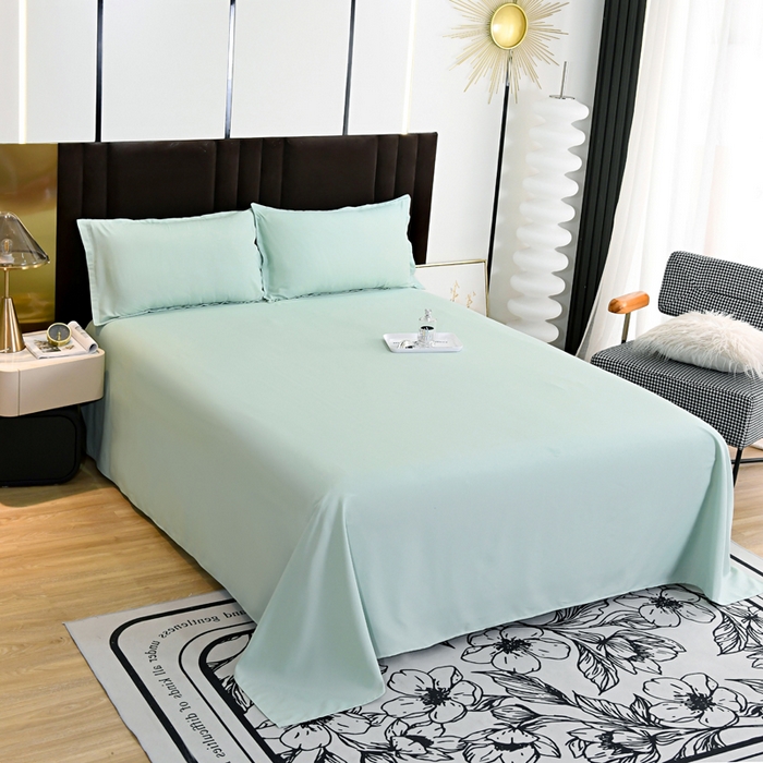 91家纺网 家纺一手货源 找家纺 梵巢2025新款水洗棉床单三件套 嫩绿