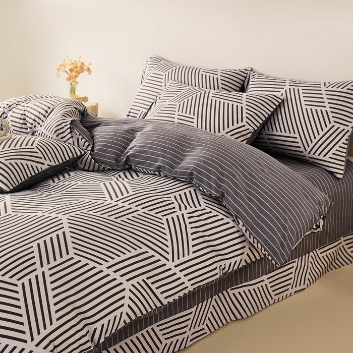 91家纺网 家纺一手货源 找家纺 潮邦创意家居 2025特价春夏新款13070全棉四件套 【第一批】 简格