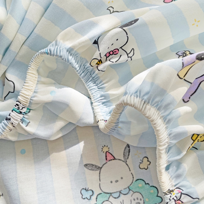 91家纺网 家纺一手货源 找家纺 春雨家居 2025新款春夏卡通印花全棉单床笠 兔兔乐园