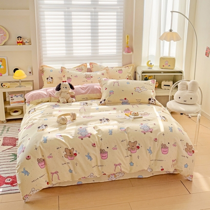 春雨家居 2025新款春夏卡通印花全棉四件套 可爱颂