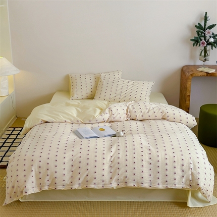 91家纺网 家纺一手货源 找家纺 （总）云上  2025新款小樱桃大提花水洗棉四件套