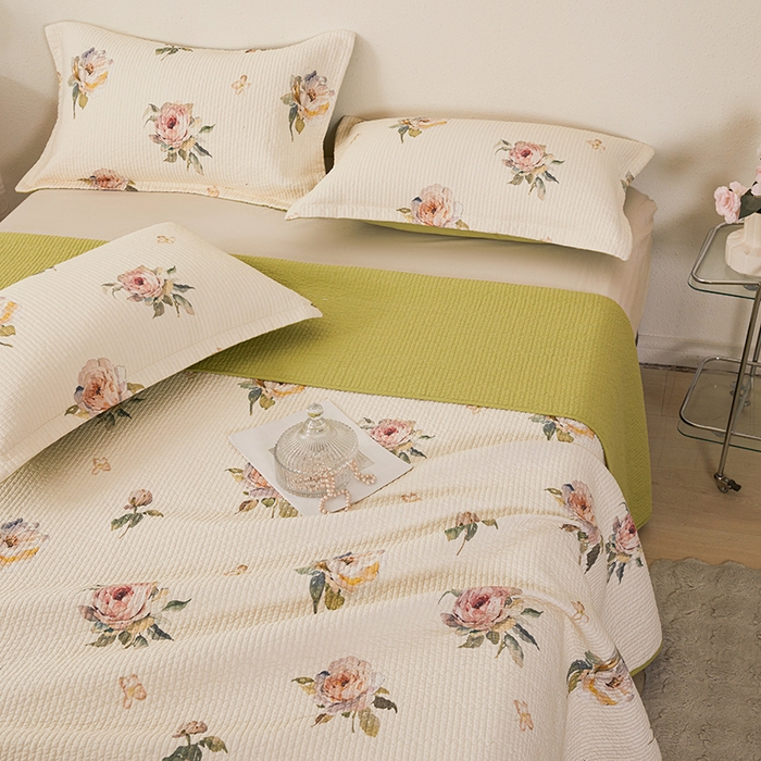 91家纺网 家纺一手货源 找家纺 莎果家纺 2025新款双面全棉数码印花大尺寸2.3*2.5米床盖三件套 东方诗意