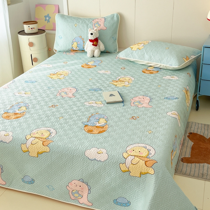 91家纺网 家纺一手货源 找家纺 菲梵家纺2024新款全棉印花夹棉床盖三件套提供买家秀 太空龙