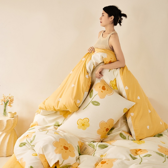 91家纺网 家纺一手货源 找家纺 潮邦创意家居 2025特价春夏新款13070全棉四件套 【第一批】 向阳花开