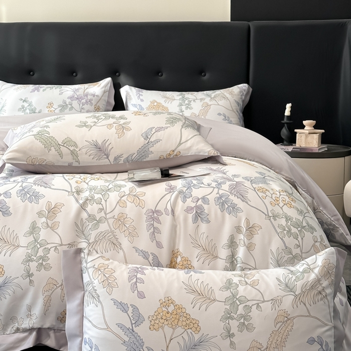 91家纺网 家纺一手货源 找家纺 迷尚家居 2025新款100%莱赛尔数码印花四件套 析漫枝