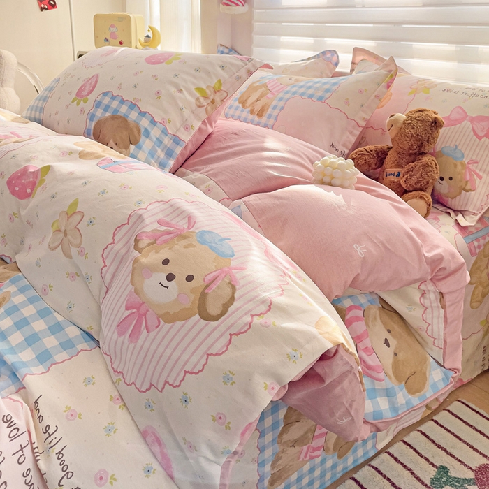 91家纺网 家纺一手货源 找家纺 春雨家居 2025新款春夏卡通印花全棉单被套 甜甜心事