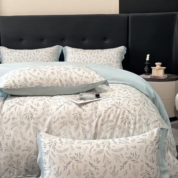 91家纺网 家纺一手货源 找家纺 迷尚家居 2025新款100%莱赛尔数码印花四件套 小音禾