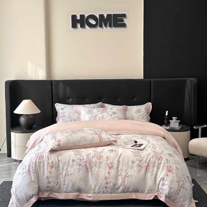 91家纺网 家纺一手货源 找家纺 迷尚家居 2025新款100%莱赛尔数码印花四件套 繁花之恋