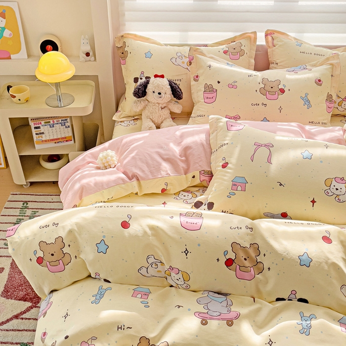 91家纺网 家纺一手货源 找家纺 春雨家居 2025新款春夏卡通印花全棉单被套 可爱颂