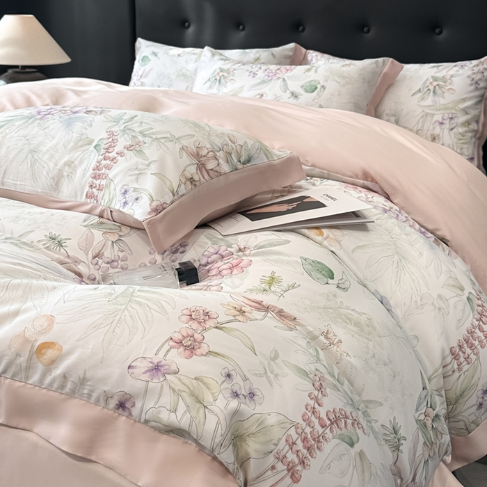 91家纺网 家纺一手货源 找家纺 迷尚家居 2025新款100%莱赛尔数码印花四件套 繁花之恋