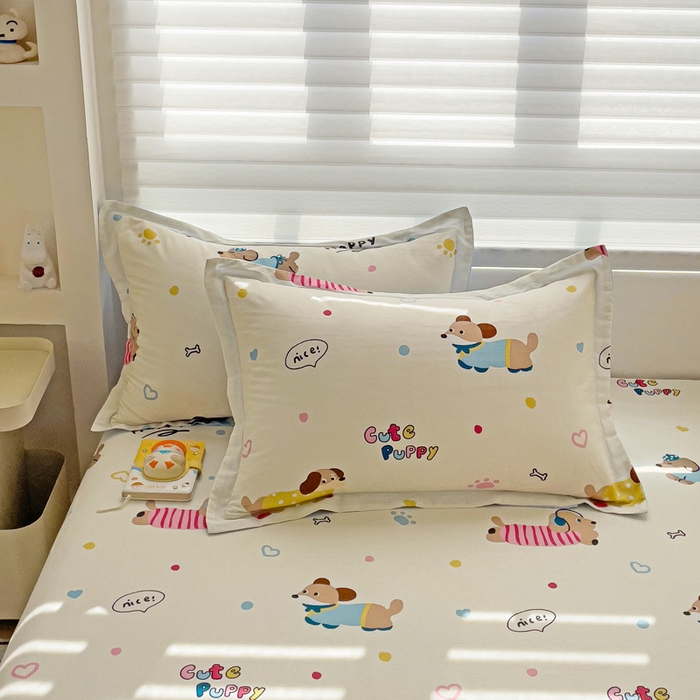 91家纺网 家纺一手货源 找家纺 春雨家居 2025新款春夏卡通印花全棉单枕套 8.童趣蜜歌