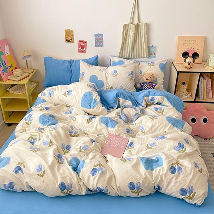 91家纺网 家纺一手货源 找家纺 （总）卡斯诺家纺馆 2025新款水洗云朵棉四件套【下载文件夹包含买家秀】