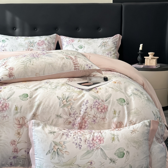 91家纺网 家纺一手货源 找家纺 迷尚家居 2025新款100%莱赛尔数码印花四件套 繁花之恋