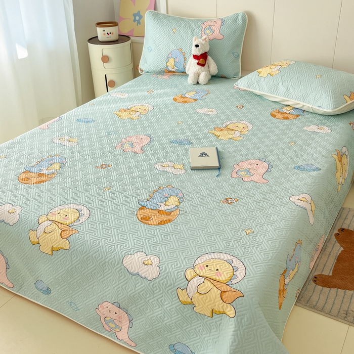 91家纺网 家纺一手货源 找家纺 菲梵家纺2024新款全棉印花夹棉床盖三件套提供买家秀 太空龙