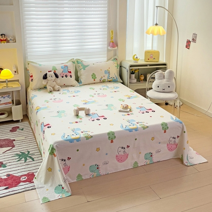春雨家居 2025新款春夏卡通印花全棉单床单 快乐旅行
