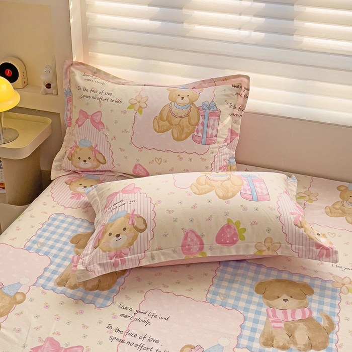 91家纺网 家纺一手货源 找家纺 春雨家居 2025新款春夏卡通印花全棉单枕套 10.甜甜心事