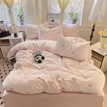 逸尚阁 2025新款针织双层纱印花四件套（提供买家秀） 绅士小兔