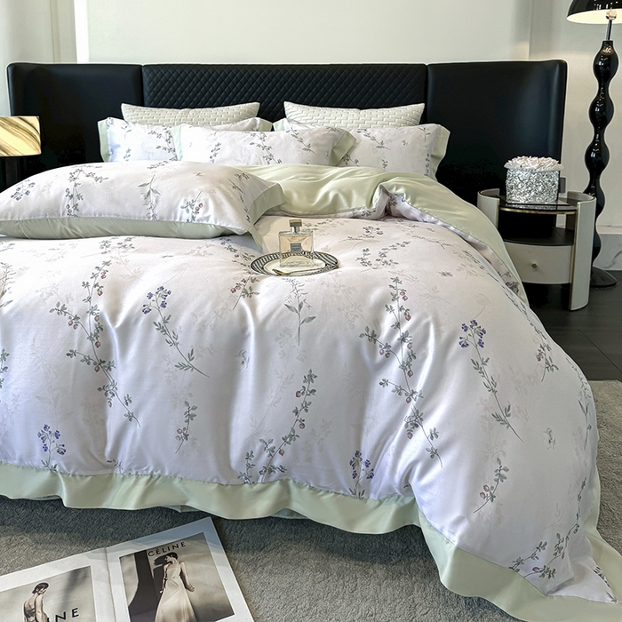 91家纺网 家纺一手货源 找家纺 迷尚家居 2025新款100%莱赛尔数码印花四件套 小禾眠诗