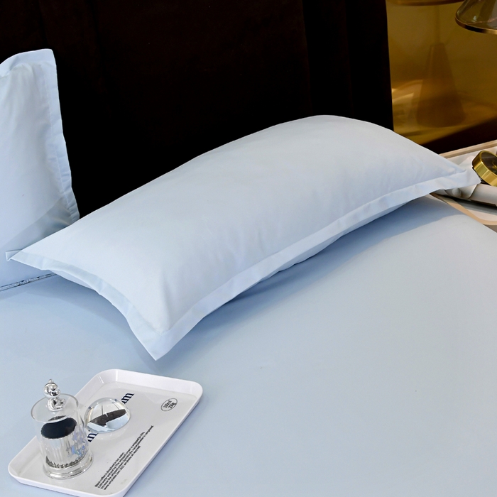 91家纺网 家纺一手货源 找家纺 梵巢2025新款水洗棉床单三件套 浅天蓝