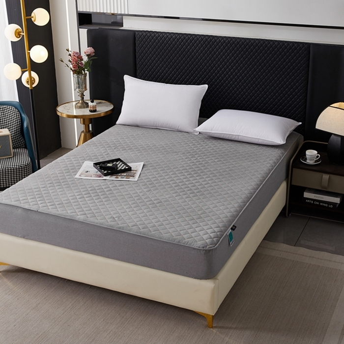 91家纺网 家纺一手货源 找家纺 寝居阁 2025新款纯棉水洗棉小金豆刺绣床笠 金豆豆-灰色