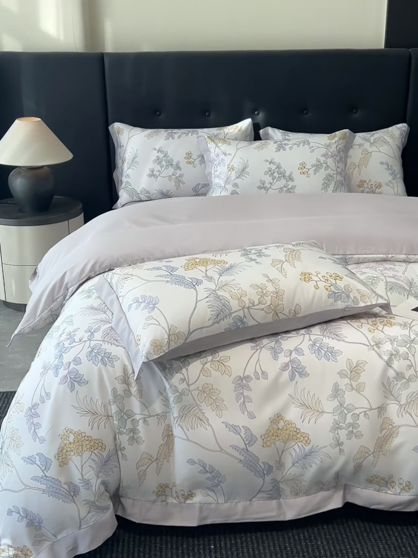 91家纺网 家纺一手货源 找家纺 迷尚家居 2025新款100%莱赛尔数码印花四件套 析漫枝