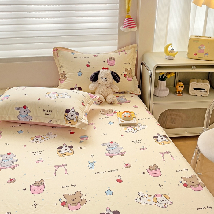 91家纺网 家纺一手货源 找家纺 春雨家居 2025新款春夏卡通印花全棉单床笠 可爱颂