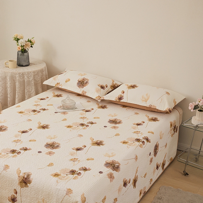 91家纺网 家纺一手货源 找家纺 莎果家纺 2025新款双面全棉数码印花大尺寸2.3*2.5米床盖三件套 水墨年华