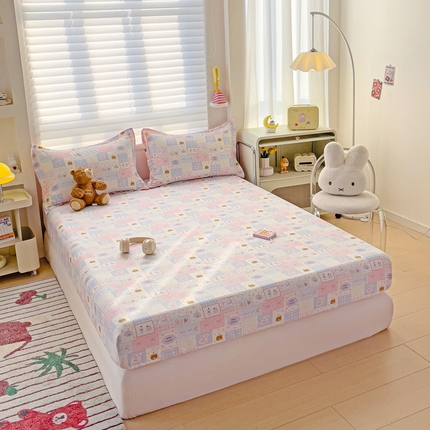 春雨家居 2025新款春夏卡通印花全棉单床笠 甜心乐园