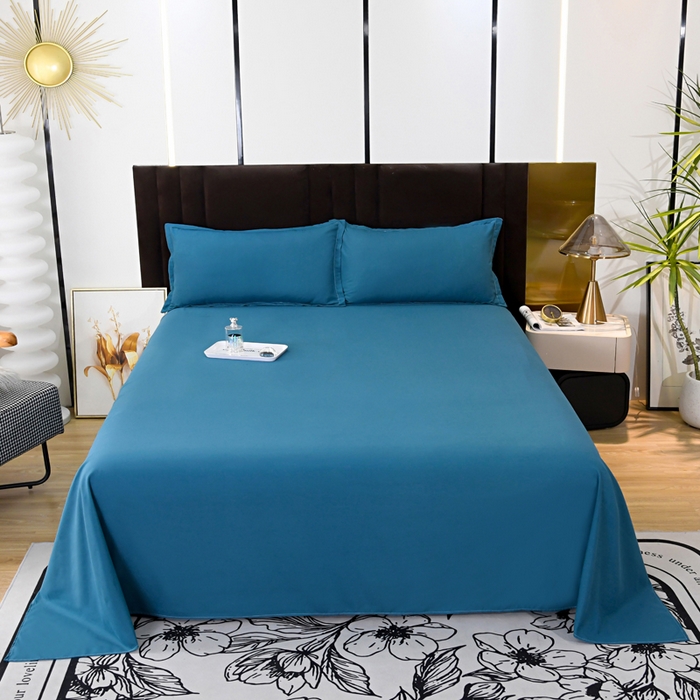 91家纺网 家纺一手货源 找家纺 梵巢2025新款水洗棉床单三件套 海青