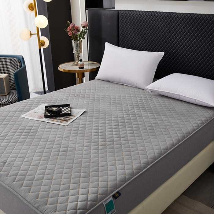 91家纺网 家纺一手货源 找家纺 寝居阁 2025新款纯棉水洗棉小金豆刺绣床笠 金豆豆-灰色